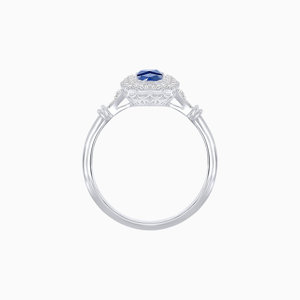 Art Deco Inspired Horisontal Fore Gems stone Ring with Diamond - Shahin Jewelry