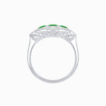 Load image into Gallery viewer, Art Deco Inspired Horisontal Three Stone Ring with Diamond - Shahin Jewelry