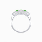 Load image into Gallery viewer, Art Deco Inspired Horisontal Three Stone Ring with Diamond - Shahin Jewelry