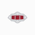Load image into Gallery viewer, Art Deco Inspired Horisontal Three Stone Ring with Diamond - Shahin Jewelry