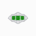 Load image into Gallery viewer, Art Deco Inspired Horisontal Three Stone Ring with Diamond - Shahin Jewelry