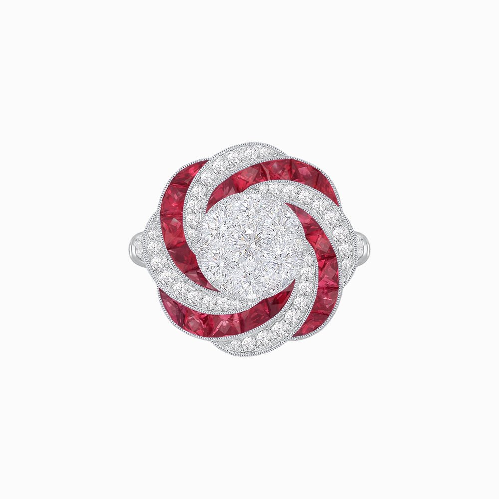 Art Deco - inspired illusion Engagement Ring Swirl Design - Shahin Jewelry