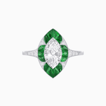 Load image into Gallery viewer, Art Deco Inspired Marquise Cut Calibré Gemstone Halo Ring - Shahin Jewelry