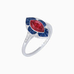 Load image into Gallery viewer, Art Deco Inspired Marquise Cut Calibré Gemstone Halo Ring - Shahin Jewelry