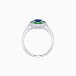 Load image into Gallery viewer, Art Deco Inspired Marquise Cut Calibré Gemstone Halo Ring - Shahin Jewelry