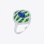 Load image into Gallery viewer, Art Deco Inspired Marquise Cut Sea Wave Design Gemstone Ring - Shahin Jewelry