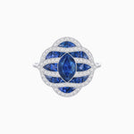 Load image into Gallery viewer, Art Deco Inspired Marquise Cut Sea Wave Design Gemstone Ring - Shahin Jewelry