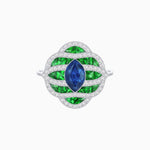 Load image into Gallery viewer, Art Deco Inspired Marquise Cut Sea Wave Design Gemstone Ring - Shahin Jewelry
