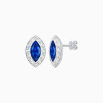 Load image into Gallery viewer, Art Deco Inspired Marquise Cut Stud Earrings with Baguette Diamond Halo - Shahin Jewelry