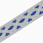 Load image into Gallery viewer, Art Deco Inspired Marquise Gemstone & Diamond Link Bracelet - Shahin Jewelry