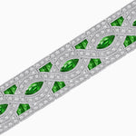Load image into Gallery viewer, Art Deco Inspired Marquise Gemstone & Diamond Link Bracelet - Shahin Jewelry
