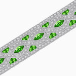 Load image into Gallery viewer, Art Deco Inspired Marquise Gemstone & Diamond Link Bracelet - Shahin Jewelry