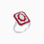 Load image into Gallery viewer, Art Deco Inspired Marquise Halo Ring with Customizable French - Cut Gemstone Accents - Shahin Jewelry