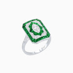 Load image into Gallery viewer, Art Deco Inspired Marquise Halo Ring with Customizable French - Cut Gemstone Accents - Shahin Jewelry