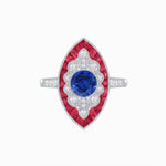 Load image into Gallery viewer, Art Deco-Inspired Marquise Halo Ring with Scalloped Diamond Motif Custom Center Stone | Sculptural Elegance | Vintage-Inspired Craftsmanship - Shahin Jewelry