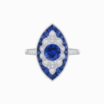 Load image into Gallery viewer, Art Deco-Inspired Marquise Halo Ring with Scalloped Diamond Motif Custom Center Stone | Sculptural Elegance | Vintage-Inspired Craftsmanship - Shahin Jewelry