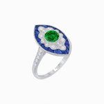 Load image into Gallery viewer, Art Deco-Inspired Marquise Halo Ring with Scalloped Diamond Motif Custom Center Stone | Sculptural Elegance | Vintage-Inspired Craftsmanship - Shahin Jewelry