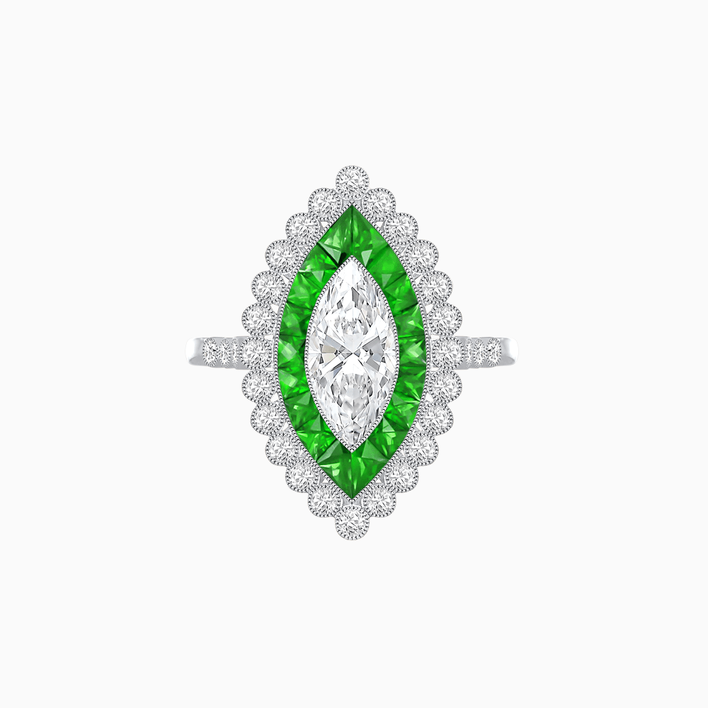 Art Deco Inspired Marquise Ring - Shahin Jewelry