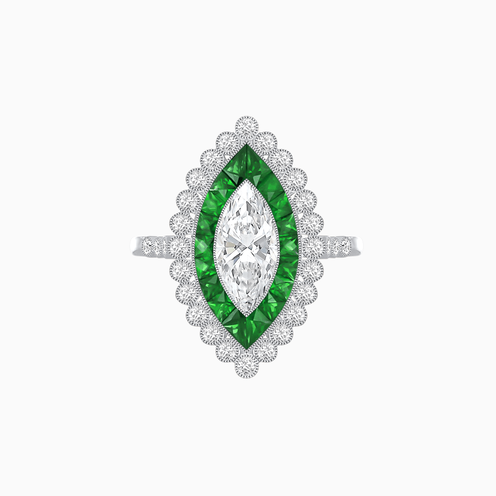 Art Deco Inspired Marquise Ring - Shahin Jewelry