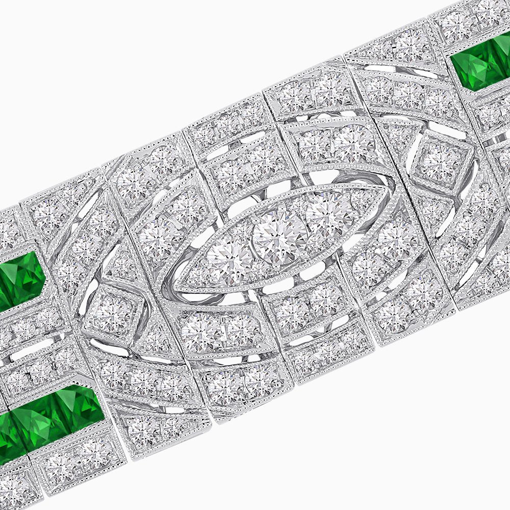 Art Deco Inspired Marquise Shaped Diamond And Gemstone Bracelet - Shahin Jewelry