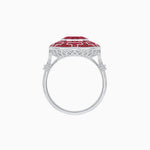 Load image into Gallery viewer, Art Deco-Inspired Mosaic Halo Ring Mounting with French-Cut Gemstone Inlay Custom Center Stone | Bold Symmetry | Hand-Applied Milgrain - Shahin Jewelry
