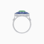 Load image into Gallery viewer, Art Deco-Inspired Mosaic Halo Ring Mounting with French-Cut Gemstone Inlay Custom Center Stone | Bold Symmetry | Hand-Applied Milgrain - Shahin Jewelry