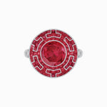 Load image into Gallery viewer, Art Deco-Inspired Mosaic Halo Ring Mounting with French-Cut Gemstone Inlay Custom Center Stone | Bold Symmetry | Hand-Applied Milgrain - Shahin Jewelry