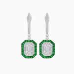 Load image into Gallery viewer, Art Deco–Inspired Mounting Emerald Cut Drop Earrings with Diamonds and Gemstones - Shahin Jewelry