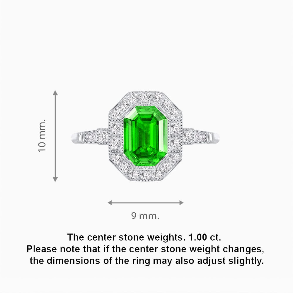 Art Deco Inspired Octagon - shaped with Gemstone Ring - Shahin Jewelry