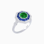 Load image into Gallery viewer, Art Deco Inspired Octagonal French-Cut Gemstone Ring - Shahin Jewelry