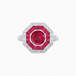 Load image into Gallery viewer, Art Deco Inspired Octagonal French-Cut Gemstone Ring - Shahin Jewelry