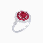 Load image into Gallery viewer, Art Deco Inspired Octagonal French-Cut Gemstone Ring - Shahin Jewelry