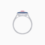Load image into Gallery viewer, Art Deco Inspired Octagonal Halo Ring with Oval Center Stone and French-Cut Gemstone Border - Shahin Jewelry