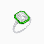 Load image into Gallery viewer, Art Deco Inspired Octagonal Halo Ring with Oval Center Stone and French-Cut Gemstone Border - Shahin Jewelry