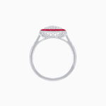 Load image into Gallery viewer, Art Deco Inspired Octagonal Halo Ring with Oval Center Stone and French-Cut Gemstone Border - Shahin Jewelry