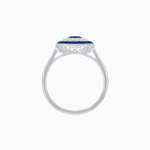 Load image into Gallery viewer, Art Deco Inspired Octagonal Halo Ring with Oval Center Stone and French-Cut Gemstone Border - Shahin Jewelry