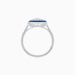 Load image into Gallery viewer, Art Deco Inspired Octagonal Halo Ring with Oval Center Stone and French-Cut Gemstone Border - Shahin Jewelry