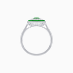 Load image into Gallery viewer, Art Deco Inspired Octagonal Halo Ring with Oval Center Stone and French-Cut Gemstone Border - Shahin Jewelry
