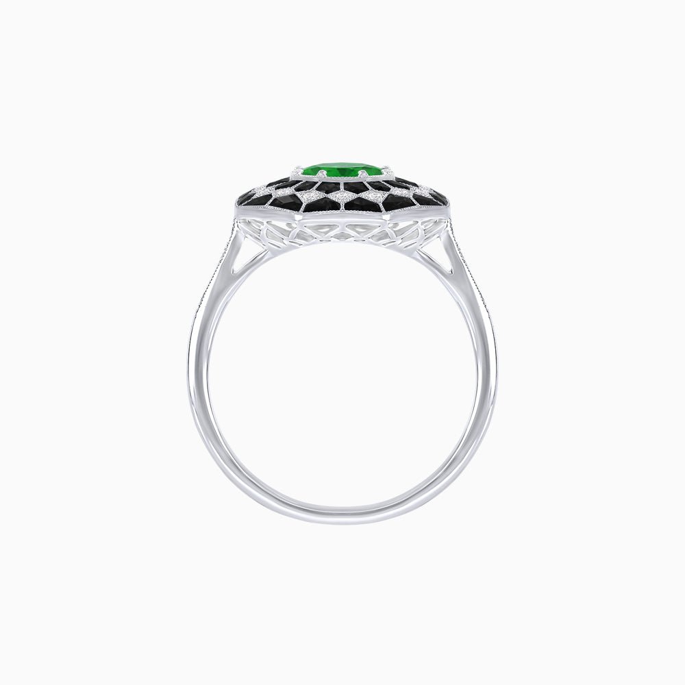 Art Deco Inspired Octagonal - shaped Geometric Ring with Diamond - Shahin Jewelry