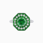 Load image into Gallery viewer, Art Deco Inspired Octagonal shaped Geometric Ring with Gemstone - Shahin Jewelry