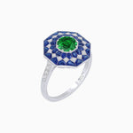 Load image into Gallery viewer, Art Deco Inspired Octagonal shaped Geometric Ring with Gemstone - Shahin Jewelry