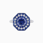 Load image into Gallery viewer, Art Deco Inspired Octagonal shaped Geometric Ring with Gemstone - Shahin Jewelry
