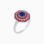 Load image into Gallery viewer, Art Deco Inspired Octagonal shaped Geometric Ring with Gemstone - Shahin Jewelry