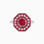 Load image into Gallery viewer, Art Deco Inspired Octagonal shaped Geometric Ring with Gemstone - Shahin Jewelry