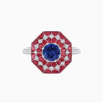 Load image into Gallery viewer, Art Deco Inspired Octagonal shaped Geometric Ring with Gemstone - Shahin Jewelry