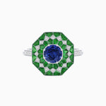 Load image into Gallery viewer, Art Deco Inspired Octagonal shaped Geometric Ring with Gemstone - Shahin Jewelry