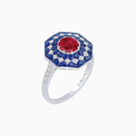 Load image into Gallery viewer, Art Deco Inspired Octagonal shaped Geometric Ring with Gemstone - Shahin Jewelry