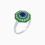 Load image into Gallery viewer, Art Deco Inspired Octagonal shaped Geometric Ring with Gemstone - Shahin Jewelry