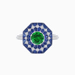 Load image into Gallery viewer, Art Deco Inspired Octagonal shaped Geometric Ring with Gemstone - Shahin Jewelry