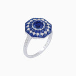Load image into Gallery viewer, Art Deco Inspired Octagonal shaped Geometric Ring with Gemstone - Shahin Jewelry